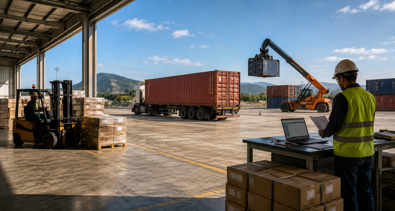 Área de logística para exportação